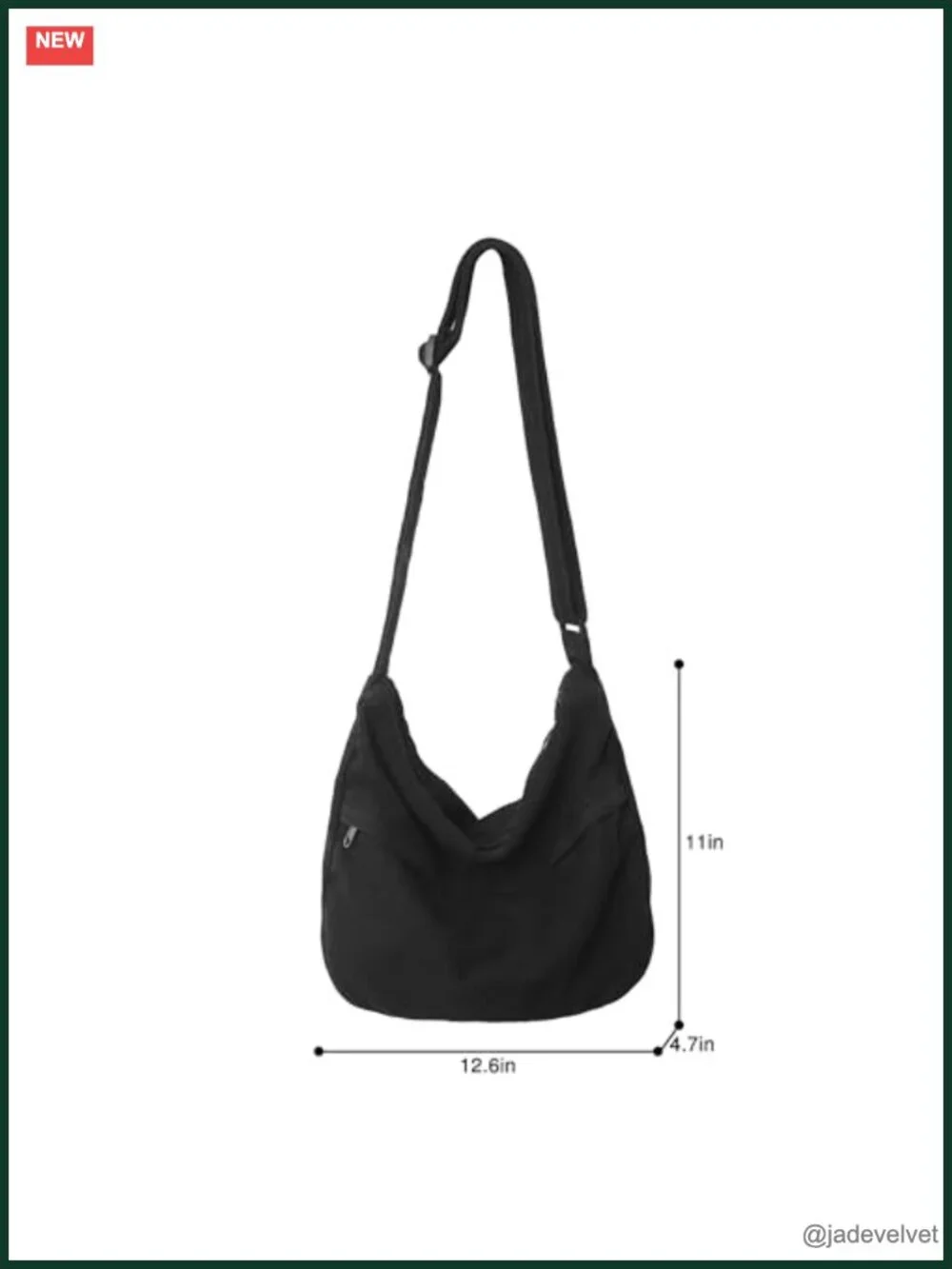 Large Canvas Messenger Crossbody Bag with Zipper Shoulder Tote Handbag
